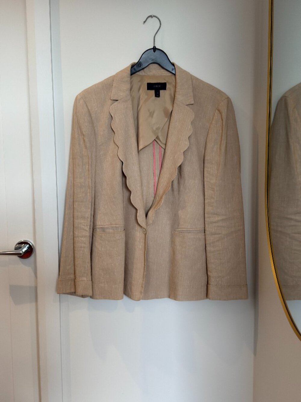 J CREW - Womens - Linen Scalloped Blazer - Size 14 - Picture 2 of 7